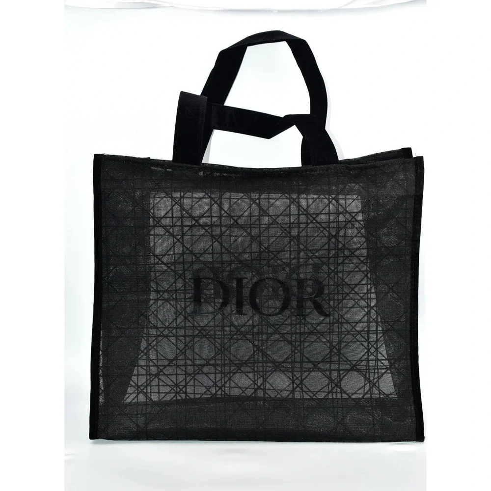 Christian Dior Beach Tote Bag Black Velvet Mesh Limited Beauty Parfums Gift GWP - Picture 3 of 10